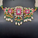 Beautiful Sugar Beads And Multi Stone Jadav Kundan choker With Earrings